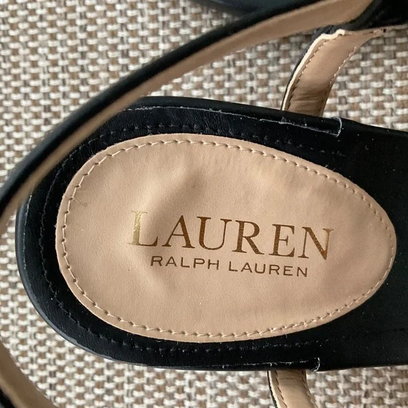 Black R L L wedge sandal,9 1/2. - Picture 2 of 8